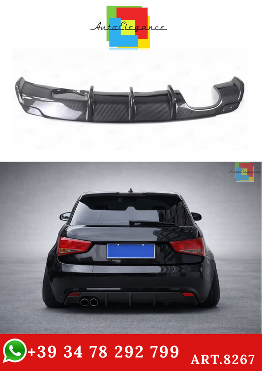 💫ART.8267 Diffusore Posteriore Singolo Uscita Look Carbonio per Audi A1 2011-2014💫