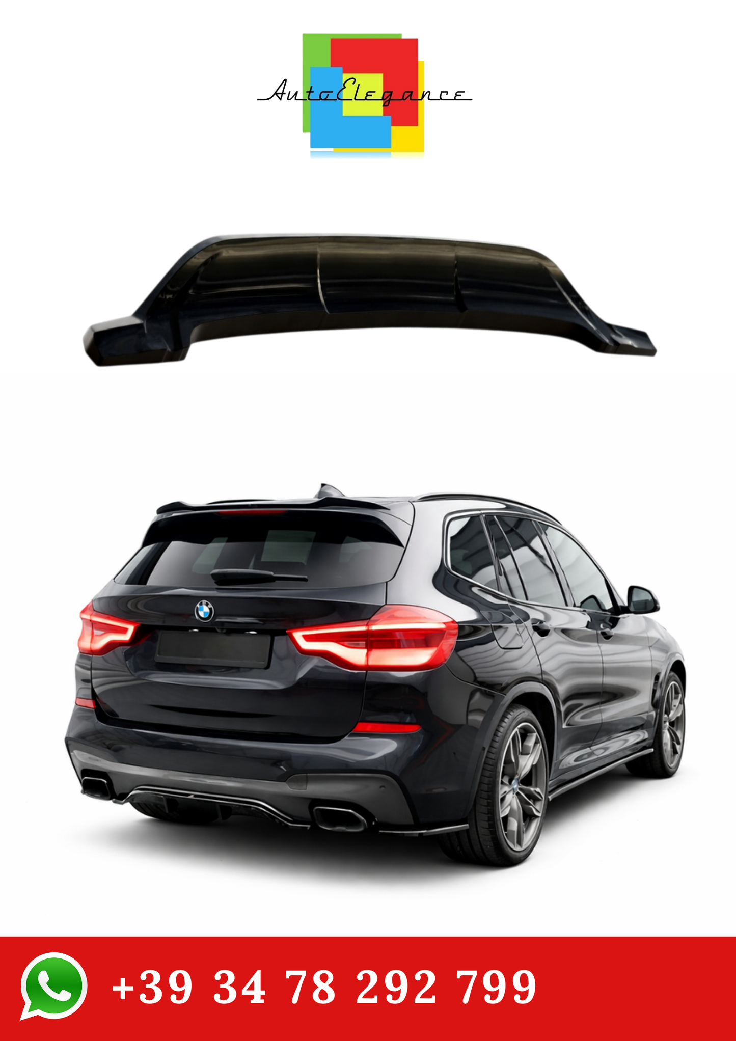 💫Street+ Diffusore Posteriore Medio RACE per BMW X3 M40i / M40d G01 2019+💫