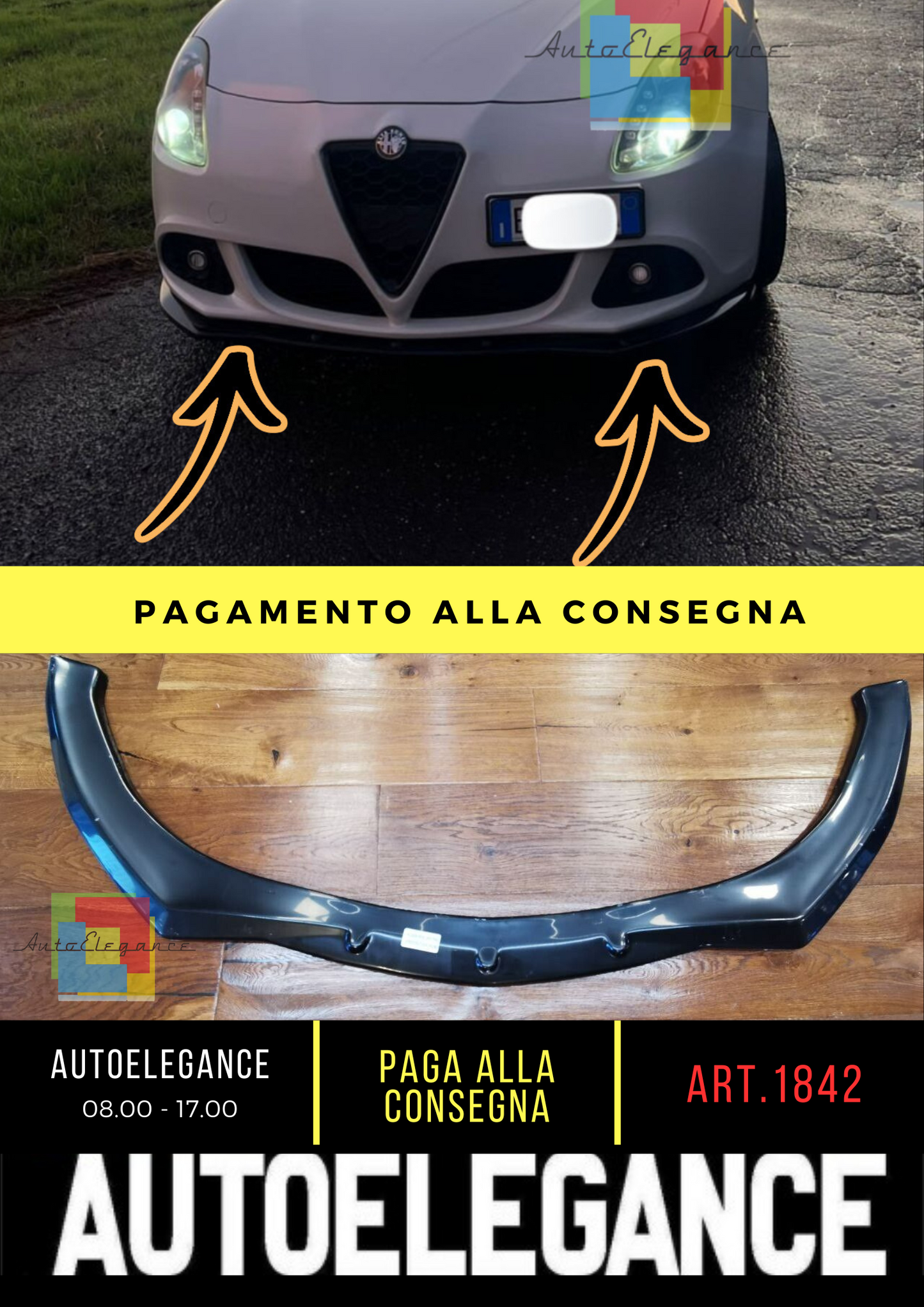 1842 ✨SPLITTER ADATTO PER ALFA ROMEO GIULIETTA 2010-2020 NERO LUCIDO✨