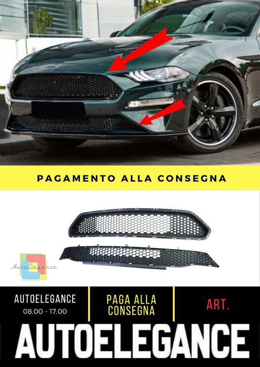 ✨BullittStyle Upper+Lower Grille Set for Ford Mustang 6 Facelift 18-23✨
