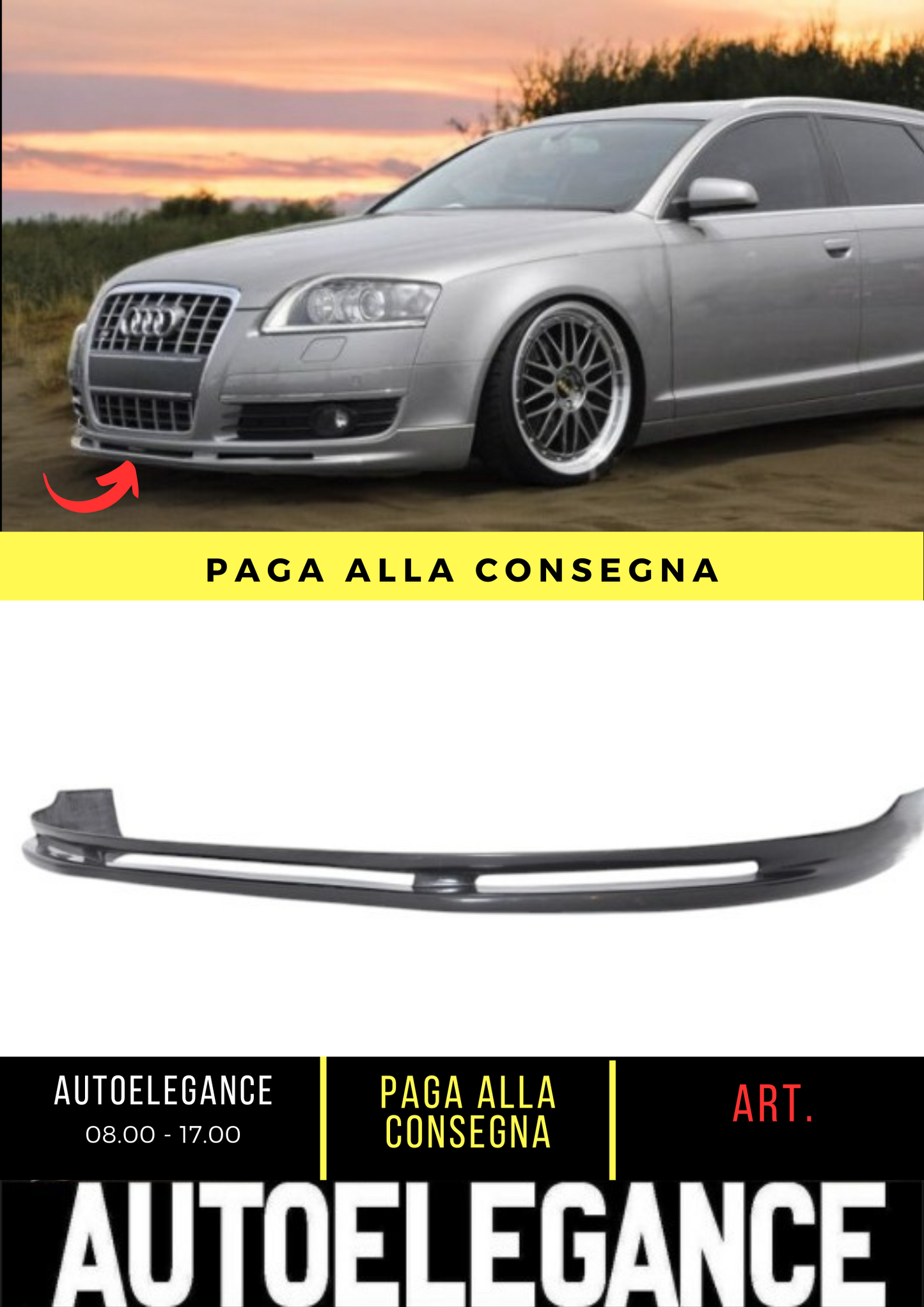 ✌️😎SPLITTER ANTERIORE ADATTO PER AUDI A6 C6 2004-2009 VERSIONE 1😎✌️