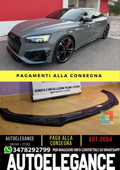 🔥0884 SPLITTER SUITABLE FOR AUDI A5 F5 2016-2019 SLINE S5 GLOSSY BLACK🔥