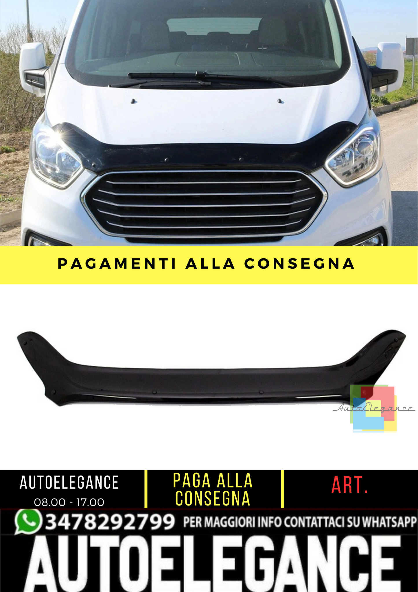 🔥 Protezione cofano adatto per FORD Transit Custom MK1 Facelift dal 2018 🔥