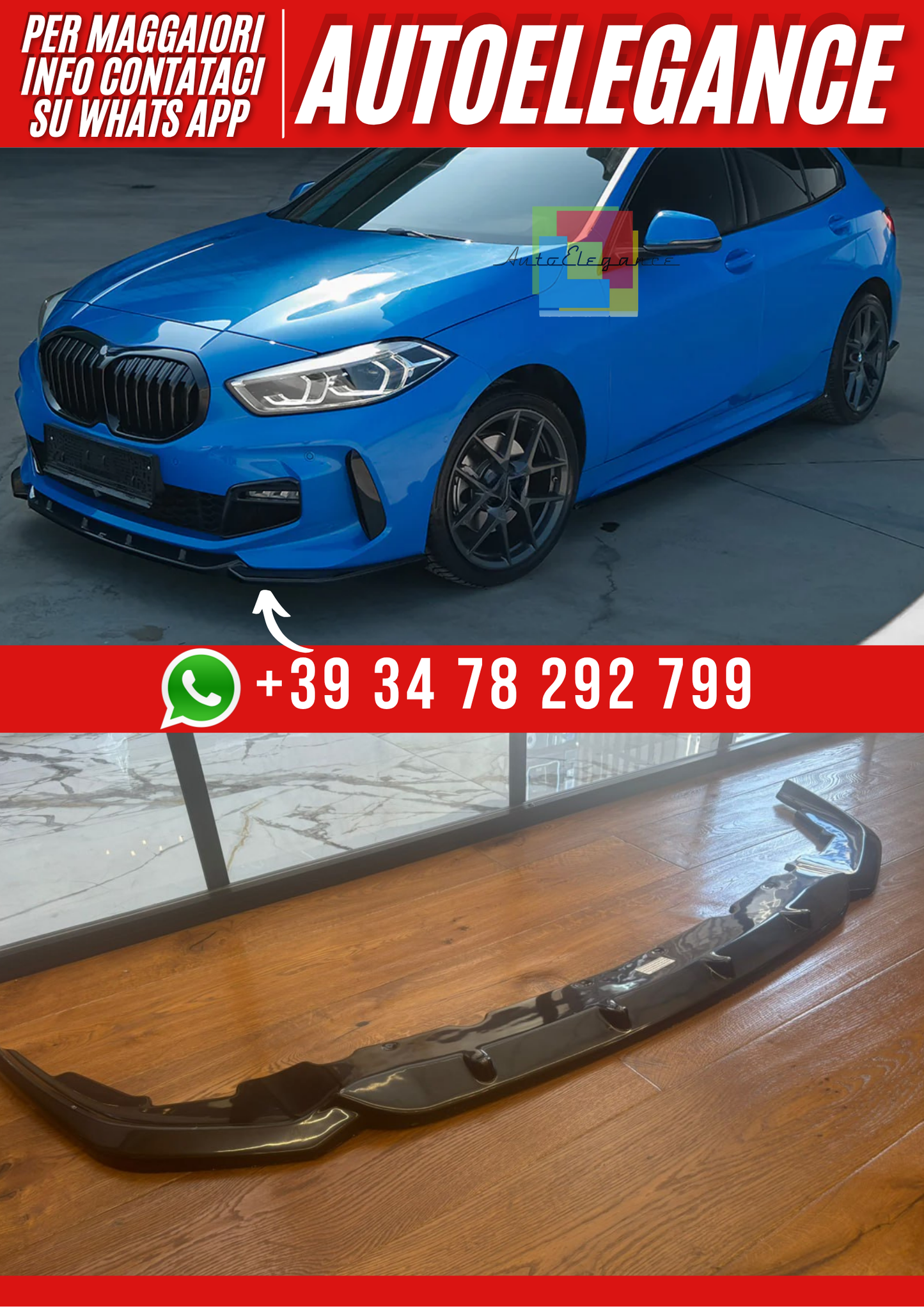 💕SPLITTER SERIE 1 F40 M-Pack/M135i 2019+ NERO LUCIDO💕