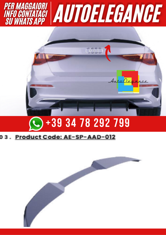 💕Spoiler posteriore  adatto per  Audi A3 8Y sedan/ sportback 2020-2024💕