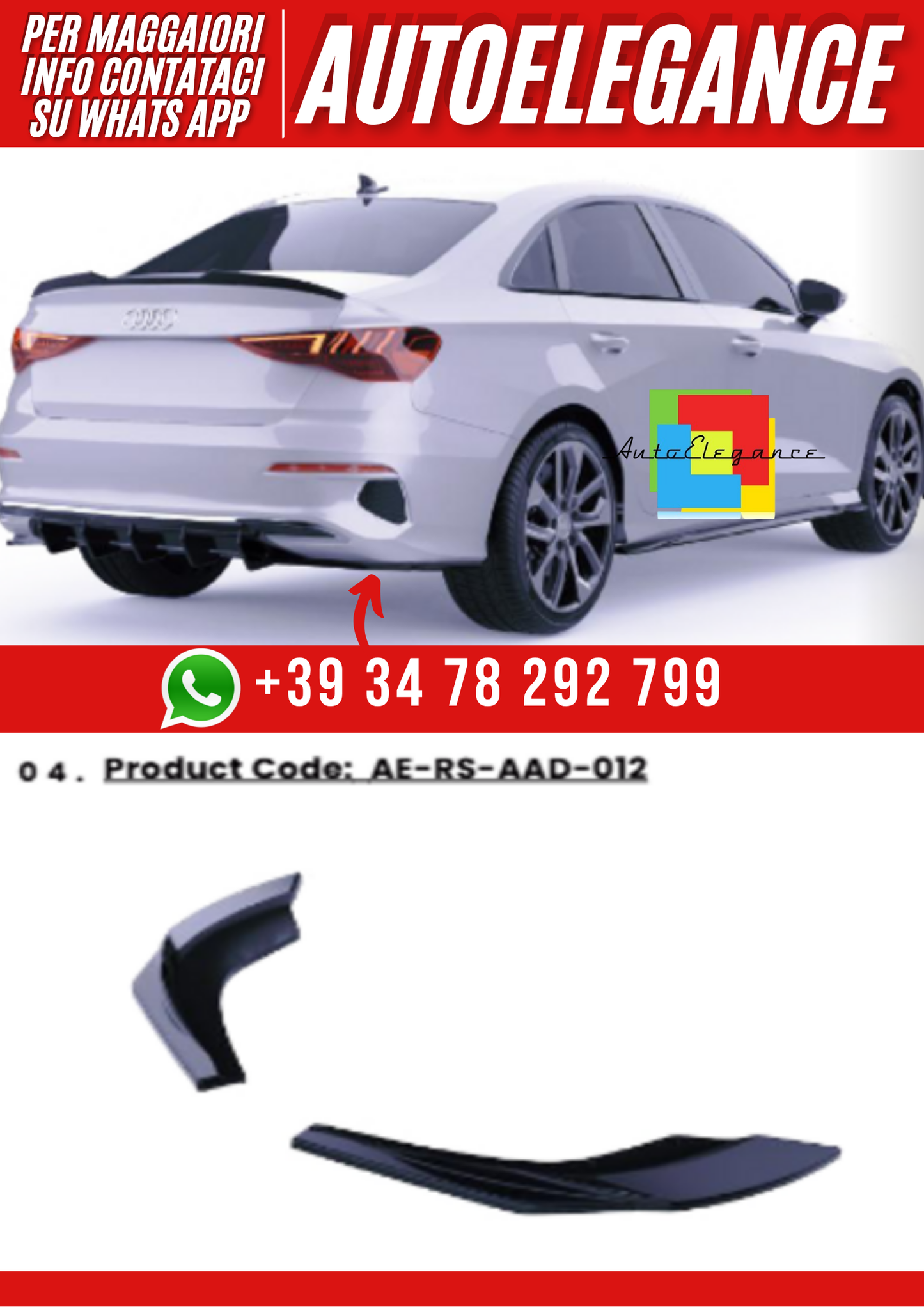 💕Flaps posteriore  adatto per  Audi A3 8Y sedan/ sportback 2020-2024💕