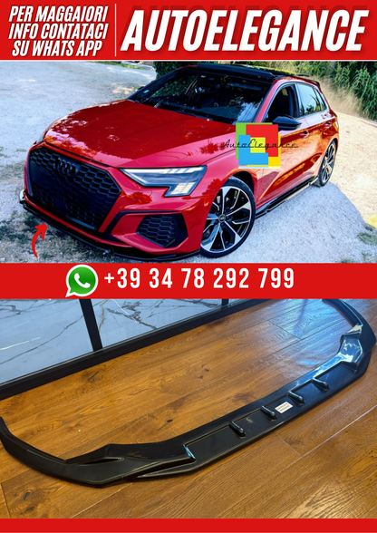 💕ART.2221 SPLITTER A3 8Y 2020-2024 SLINE S3 ( Sedan / Sportback ) NERO LUCIDO💕