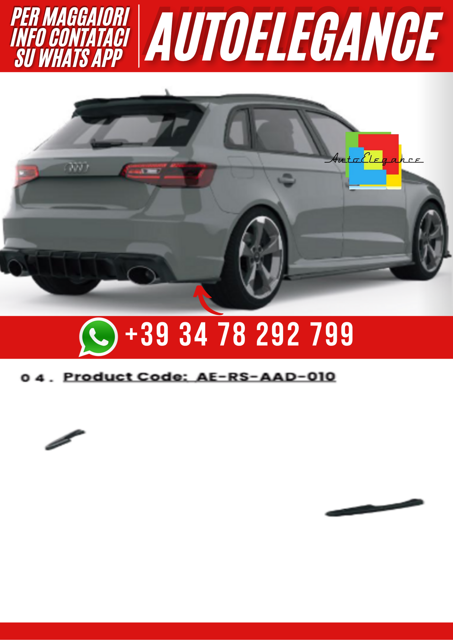 💕Flaps posteriore  Audi RS3 Sportback (2015- 2016)💕