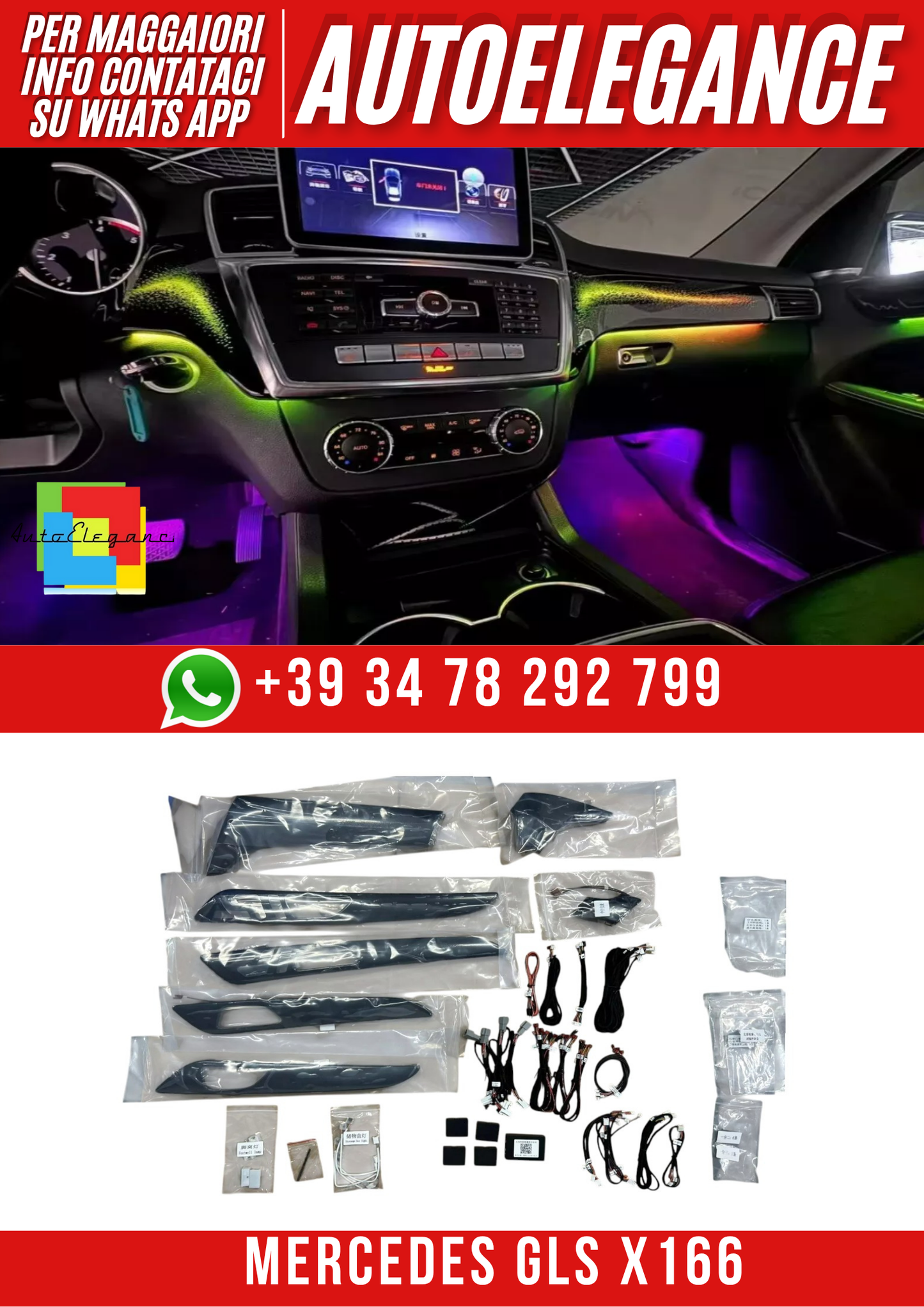 💕Kit aggiornamento 64 colori illuminazione ambiente Mercedes GLS W166 X166💕