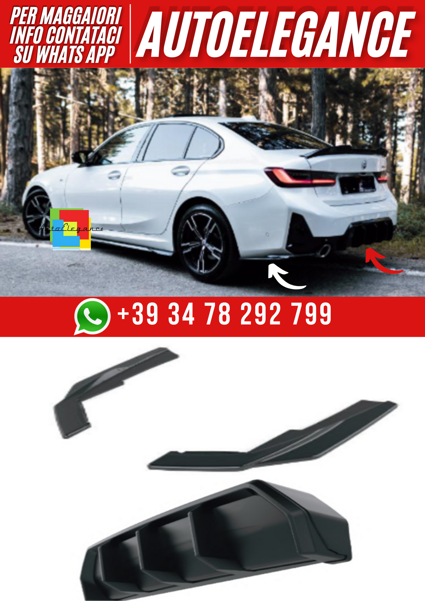 💕ART.2359 DIFFUSORE+ FLAPS ART.2358 BMW 3 SERIES G20 21 M-PACK FACELIFT  💕