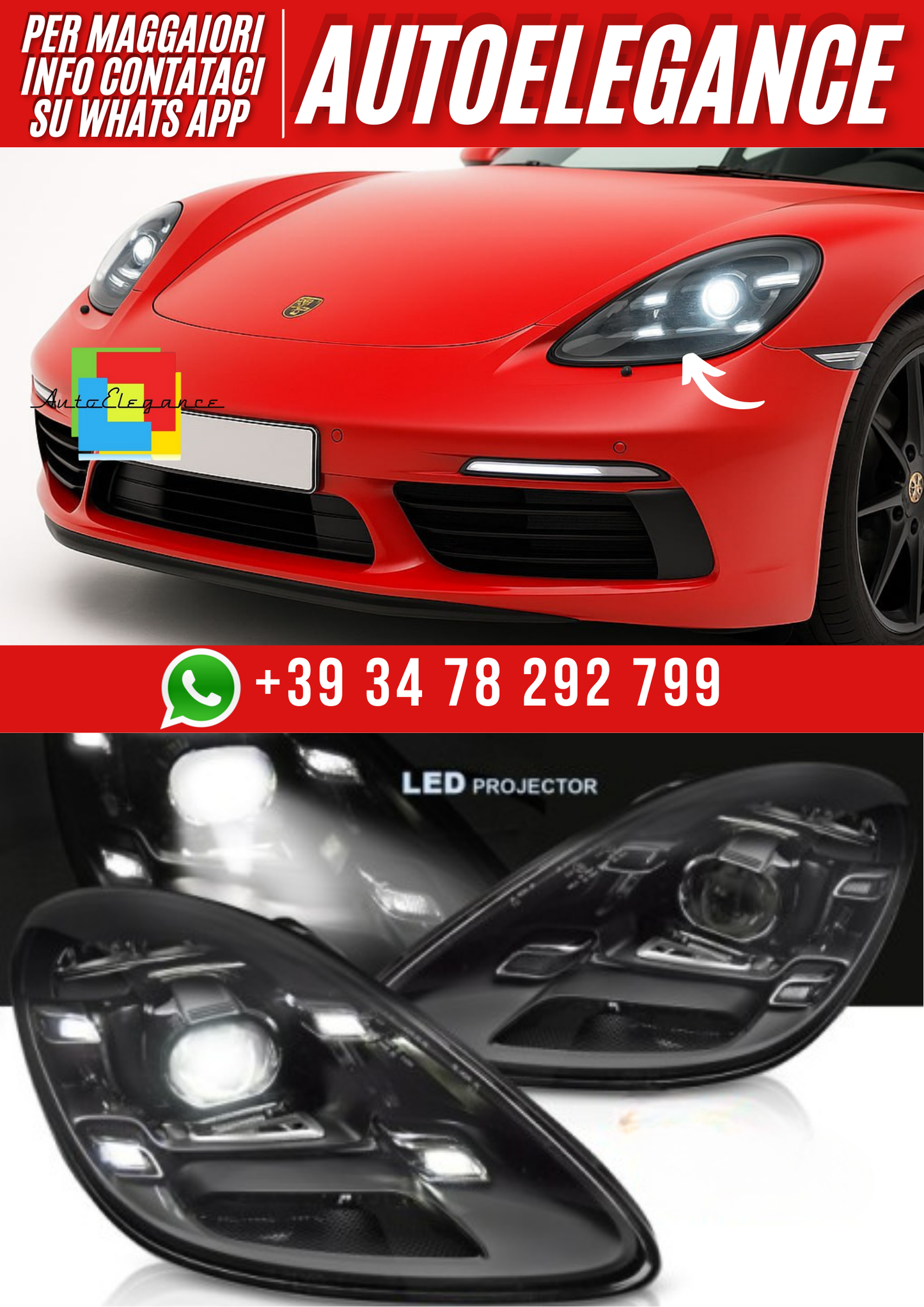 💕FARI A LED NERI  PORSCHE BOXSTER CAYMAN 718 2016- 💕