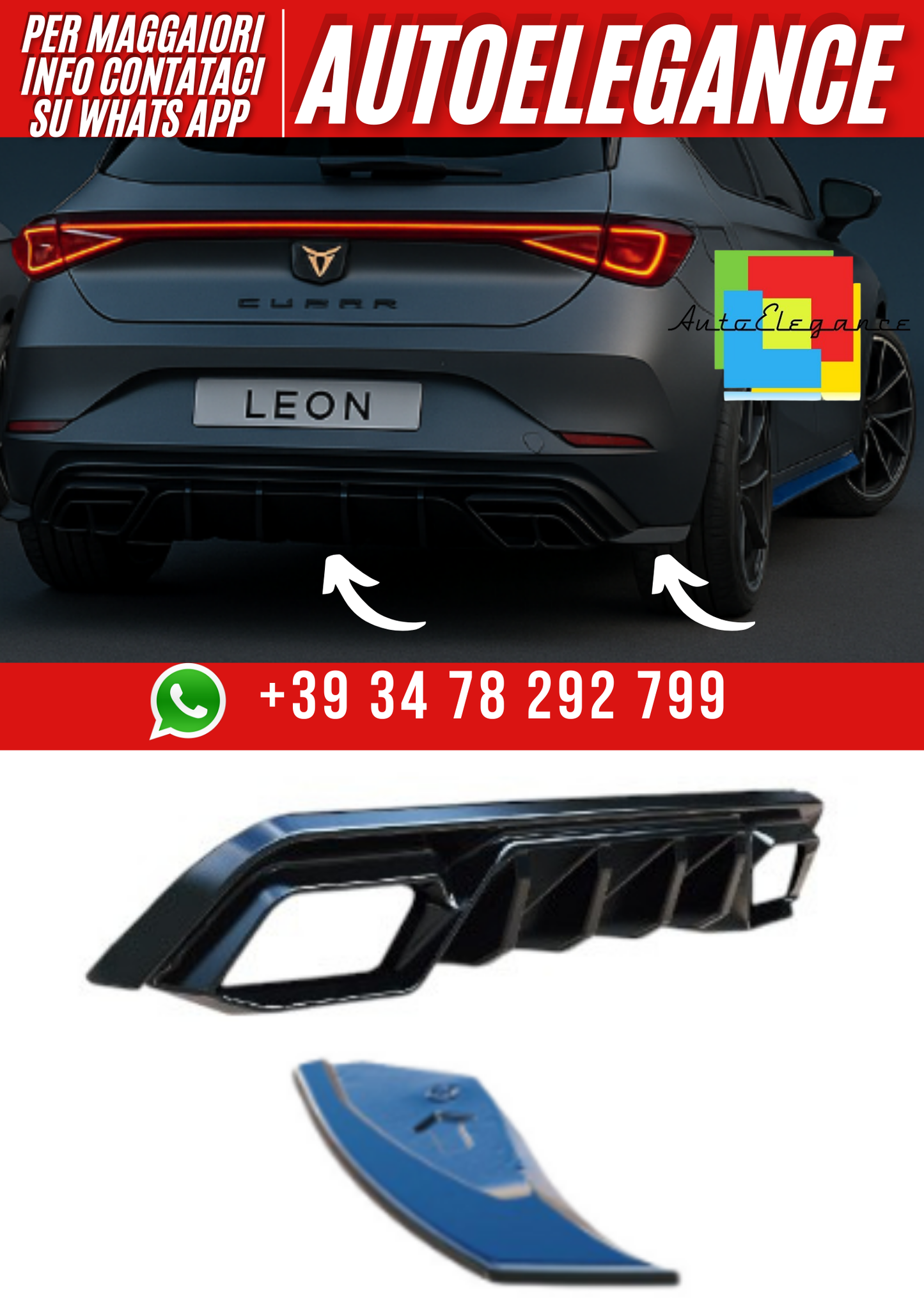 ART.2383  DIFFUSORE + FLAPS  ART.2382  CUPRA LEON  MK1 FACELIFT 2024+
