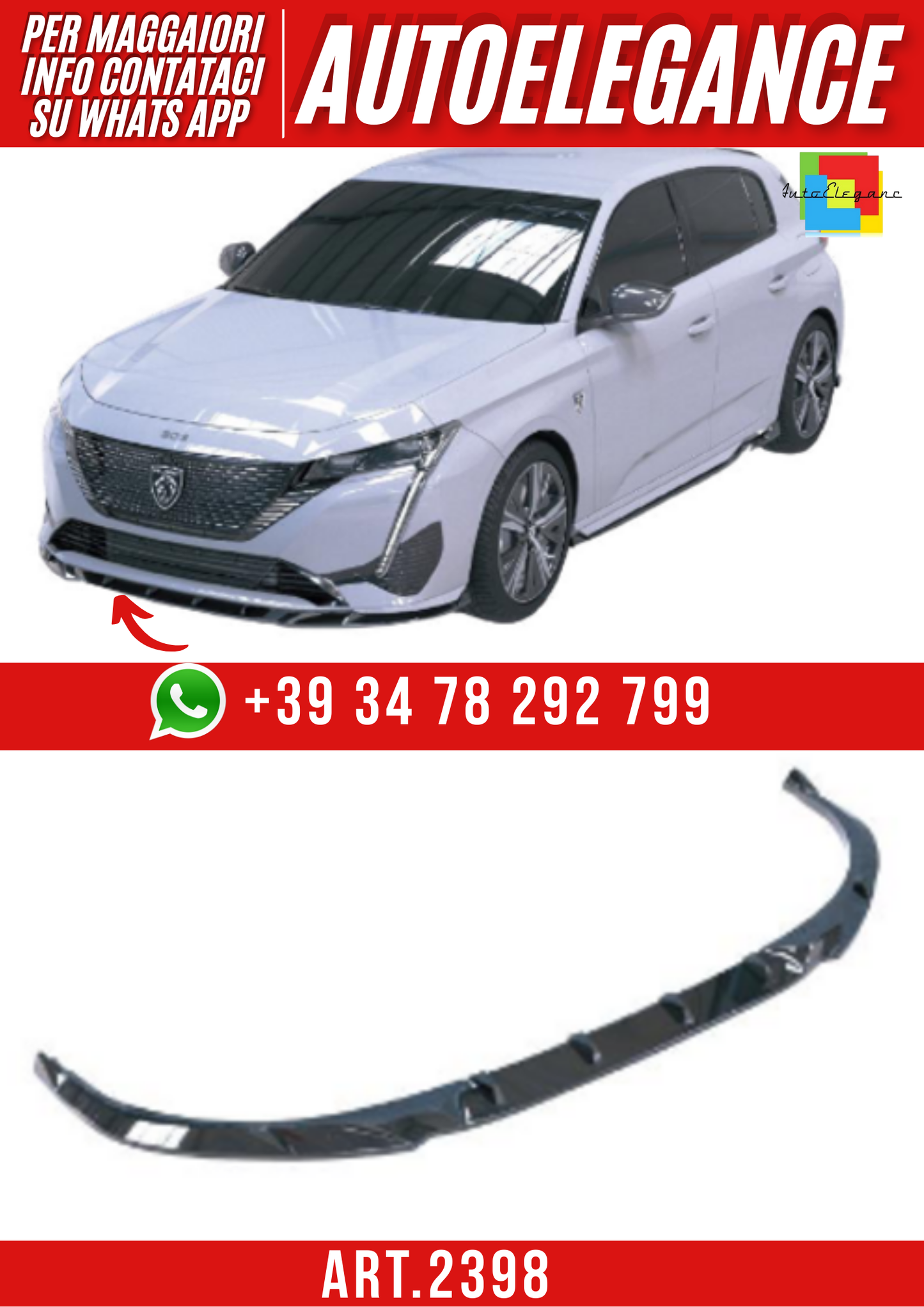 ART.2398  SPLITTER  PEUGEOT 308 GT HATCHBACK MK3 2021+