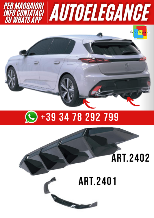 ART.2402 DIFFUSORE + ART.2401  FLAPS   PEUGEOT 308 GT HATCHBACK MK3 2021+