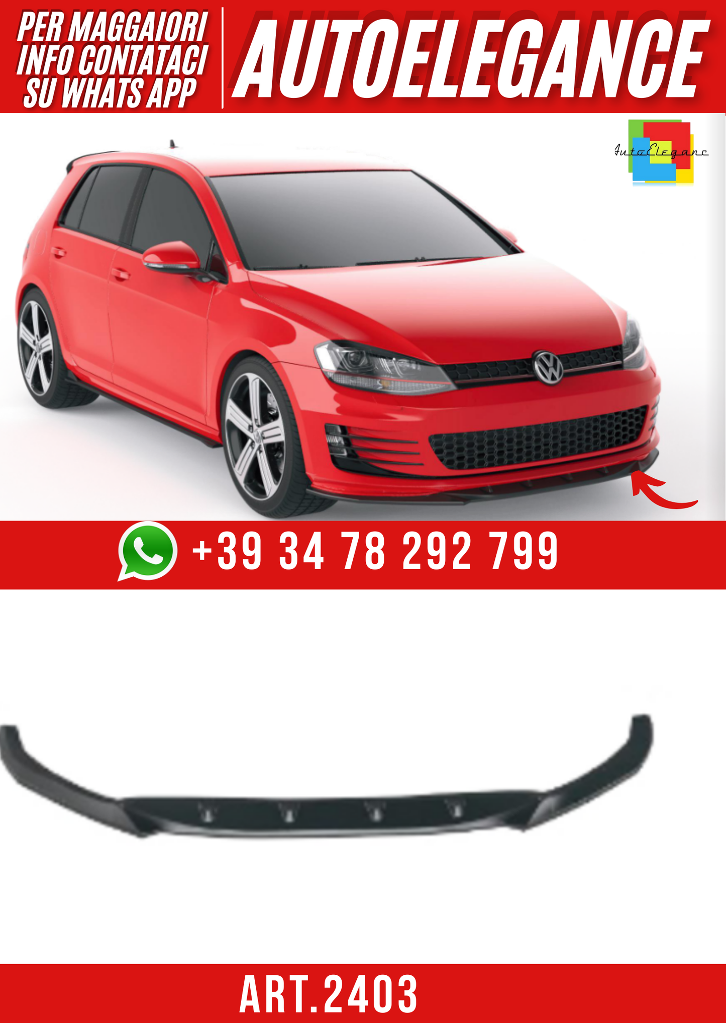 ART.2403  SPLITTER VOLKSWAGEN GOLF 7 GTI 2013-2016