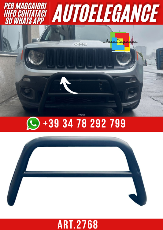 ART.2768 BGF-UDS0001MB Bullbar Anteriore Protezione Jeep Renegade 2014+ Nero