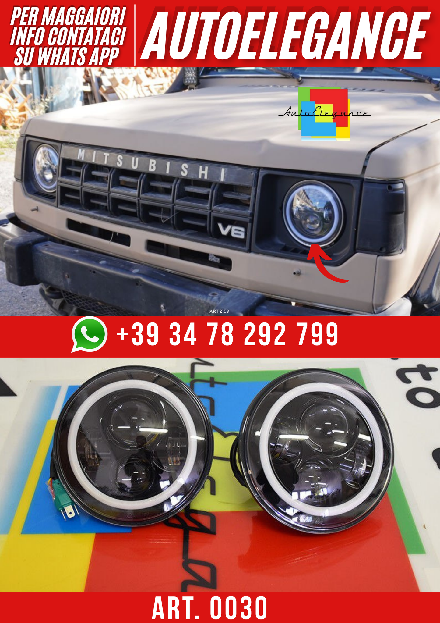 ART. 0030 FARI TONDI ANTERIORI DRL 7 Mitsubishi Pajero