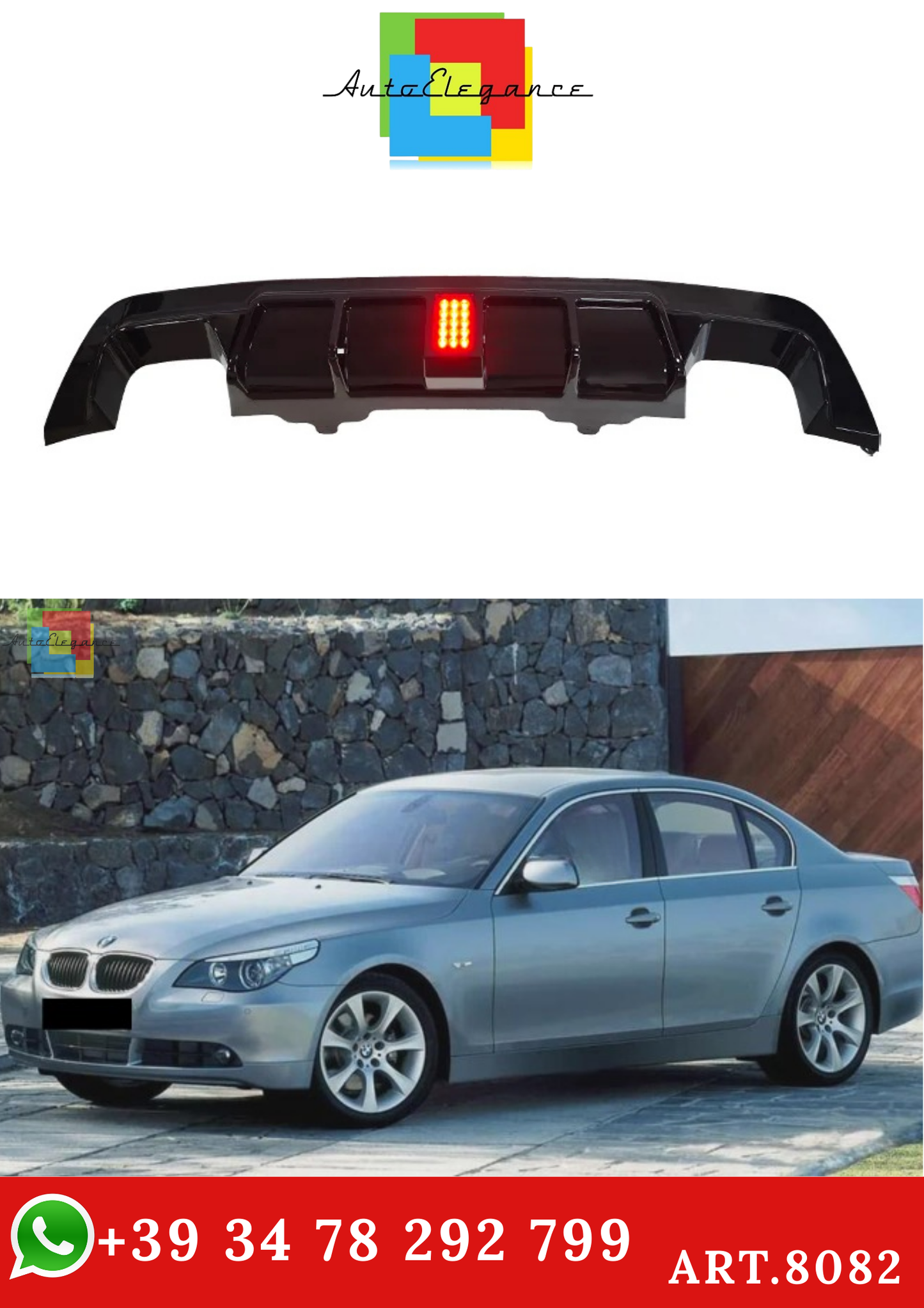 💫ART.8082 Diffusore Posteriore con kit LED per Bmw Serie 5 E60 2006-2010💫