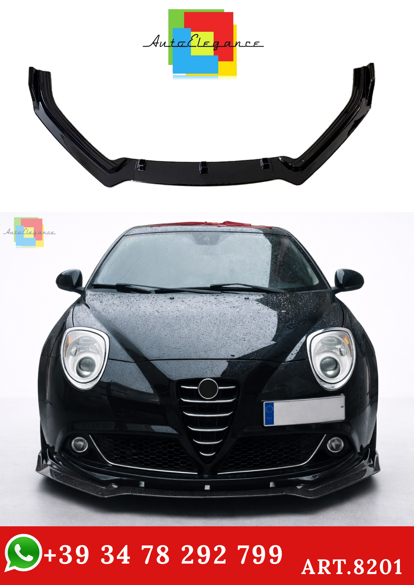 💫ART.8201 Splitter Anteriore per Alfa Romeo Mito 2009-2016 JTDM TB QV💫
