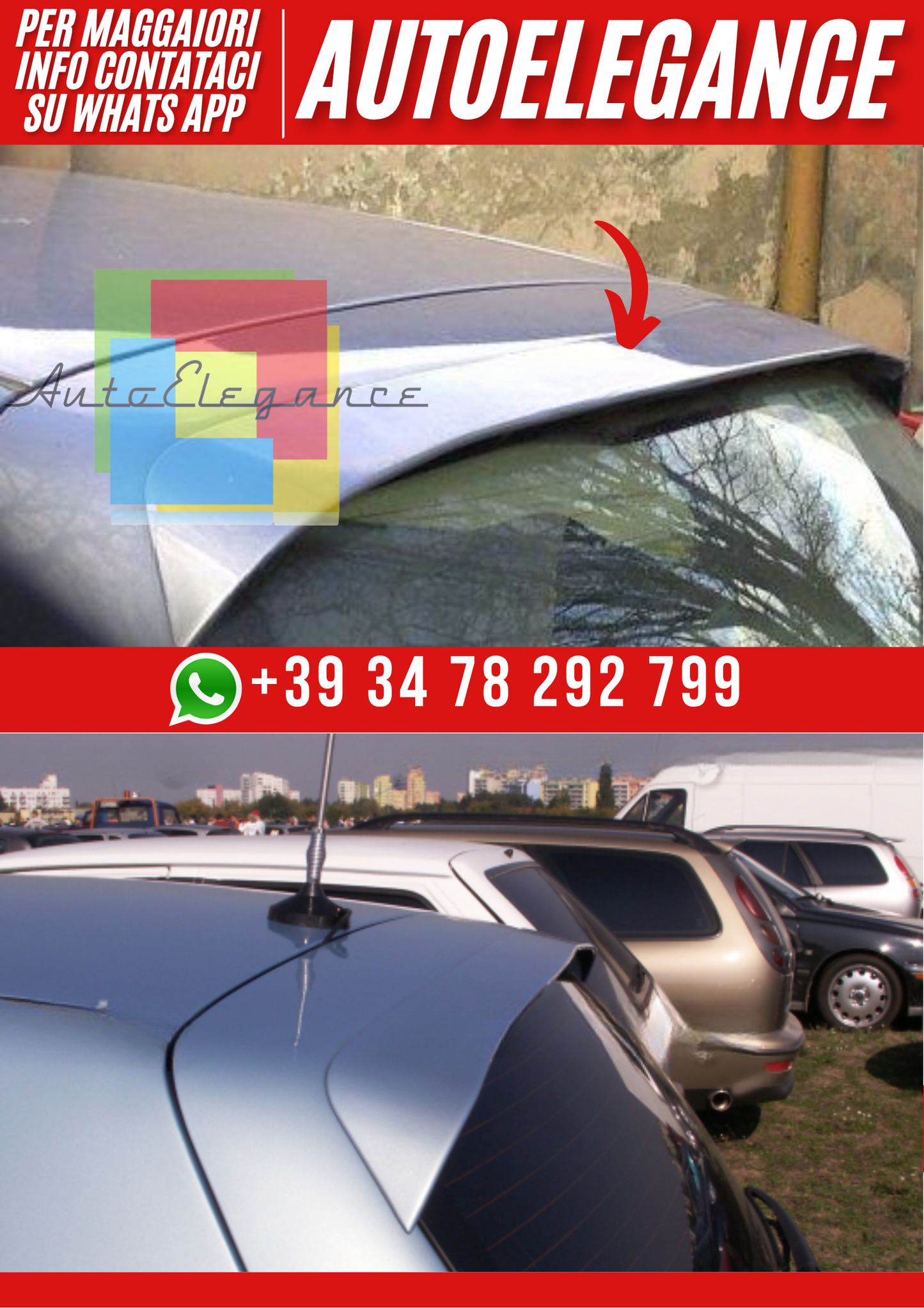 ❤️Spoiler Finestrino Posteriore Ver.2 Compatibile con Fiat Bravo 1995–2001❤️