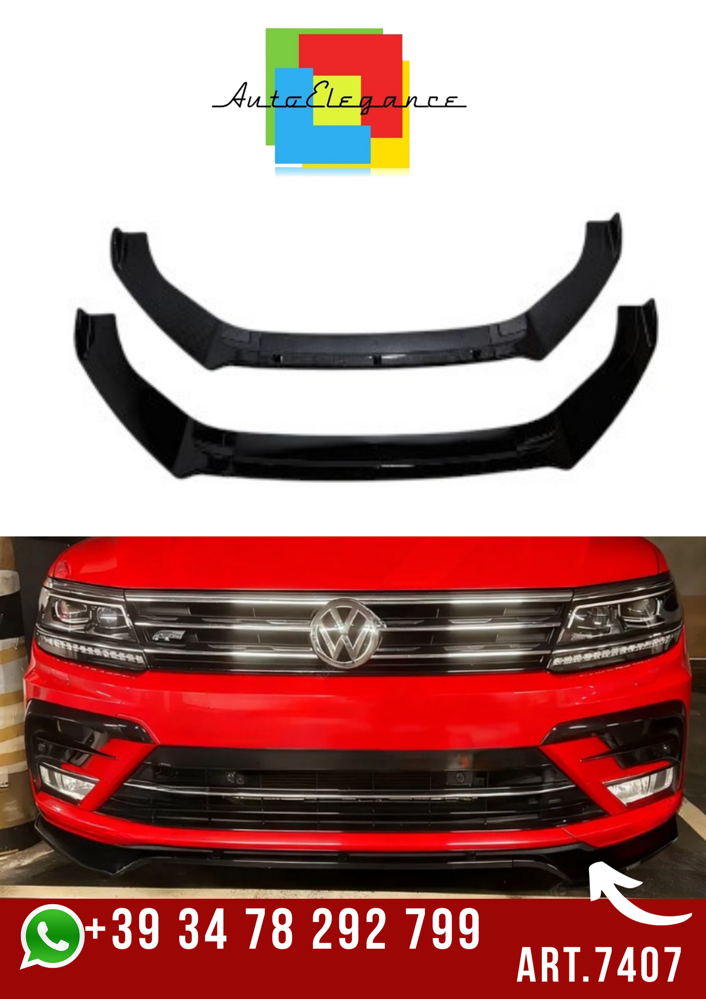 ART.7407 SPLITTER 3PZ  VW TIGUAN  MK2 R-Line 2016-2020