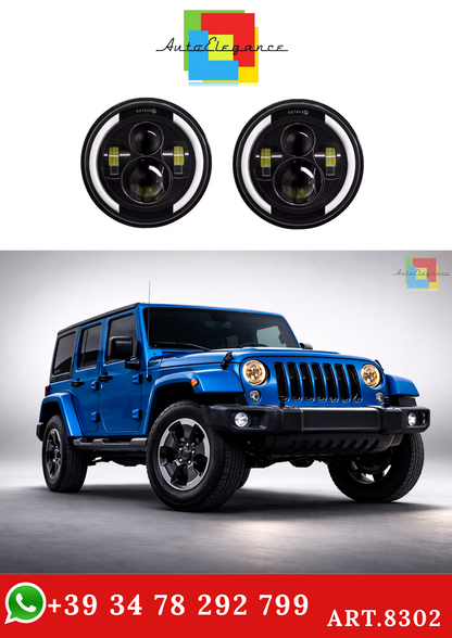 💫ART.8302 Fari Anteriori "Angel Eyes" FULL FULL LED per Jeep Wrangler JK TJ CJ 💫