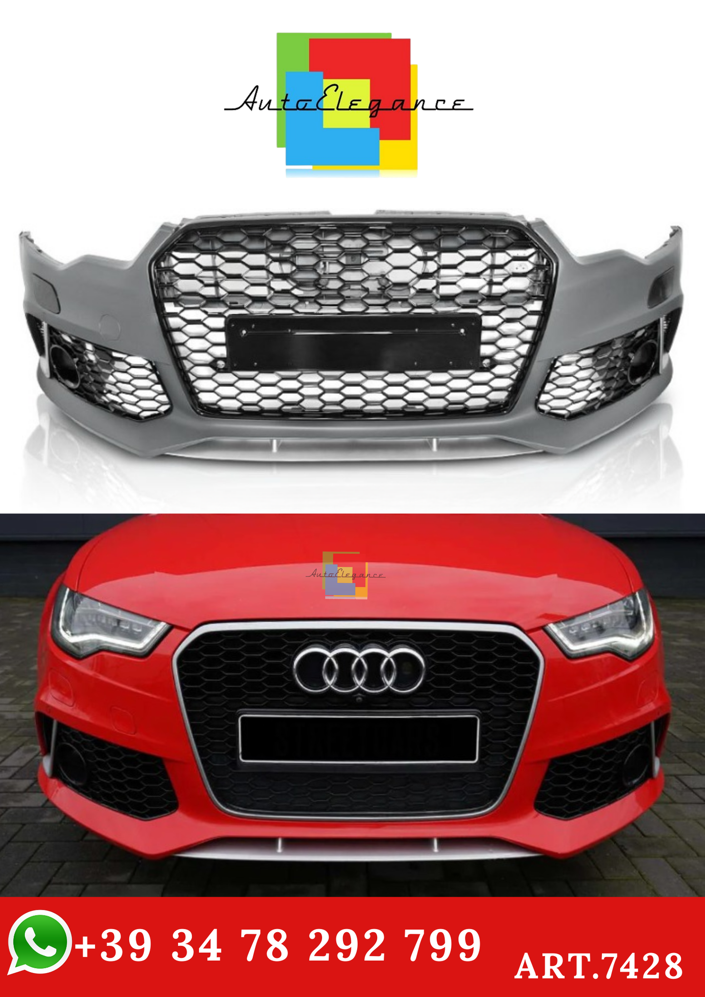 💫ART.7428 Paraurti Anteriore Look RS6 per AUDI A6 C7 2011-2014💫