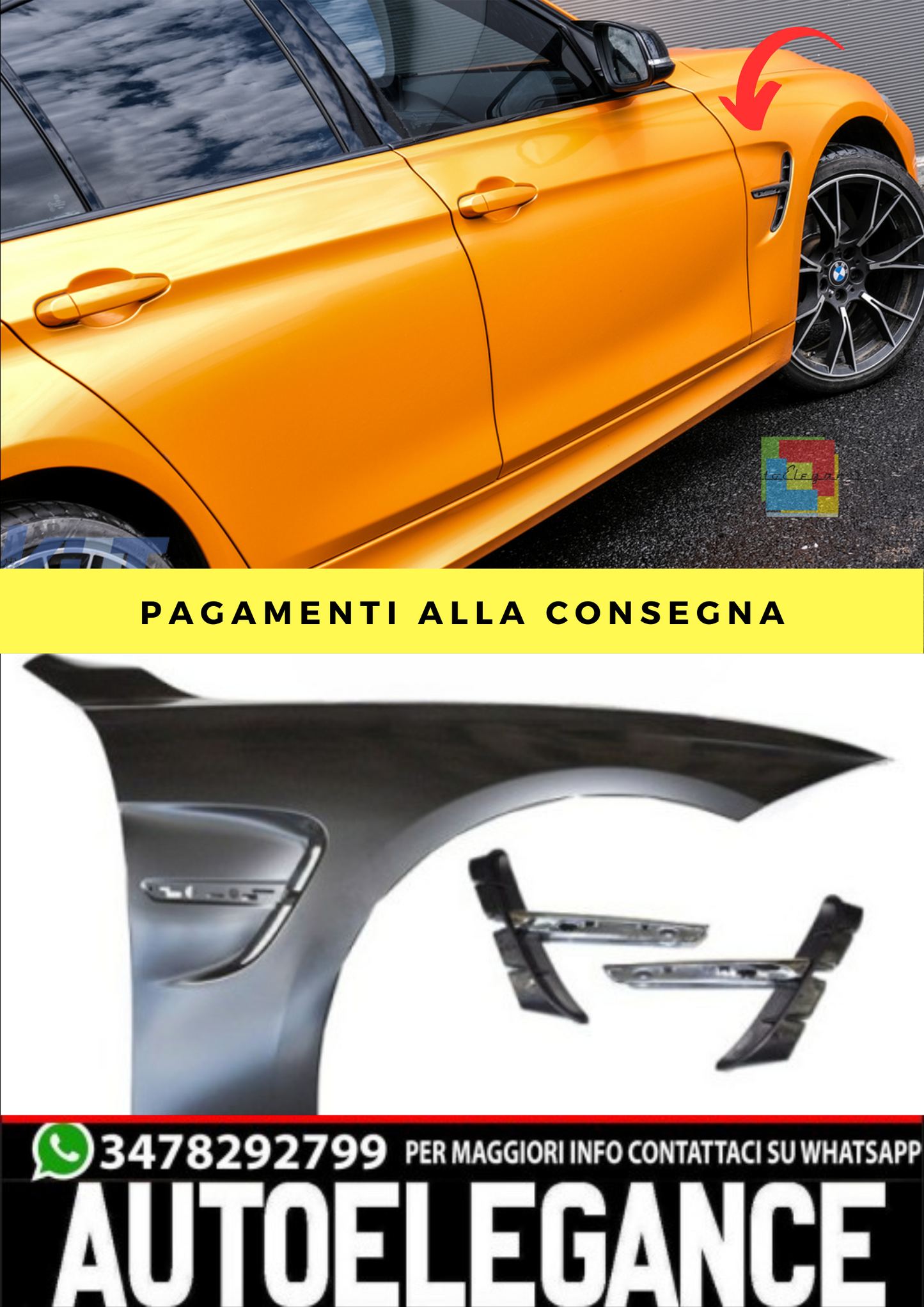 PARAFANGHI SPORT STYLE CON LED adatti per BMW F30 F31 11-18
