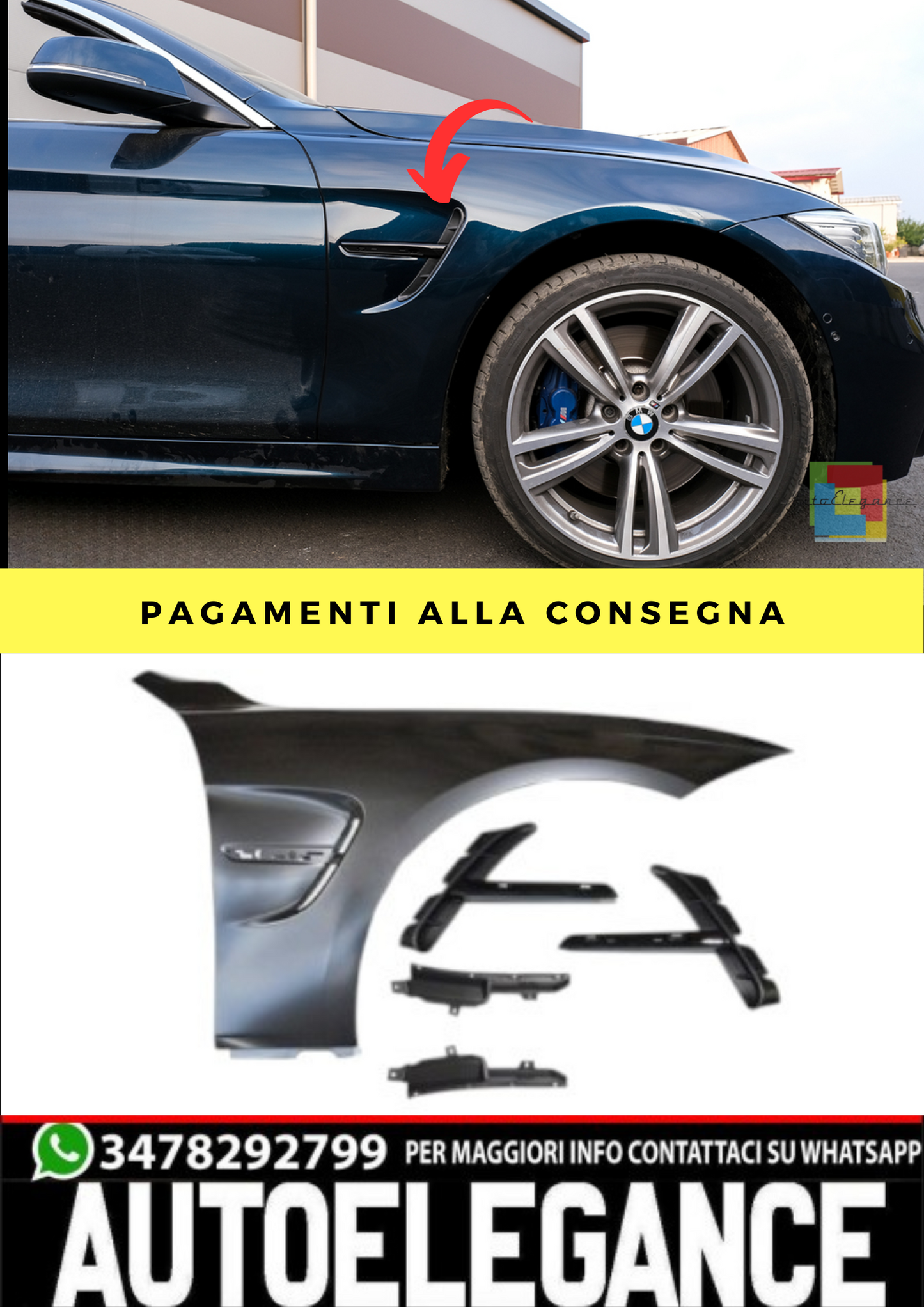 PARAFANGHI SPORT STYLE CON LED adatti per BMW F32 F33 F36 13-19