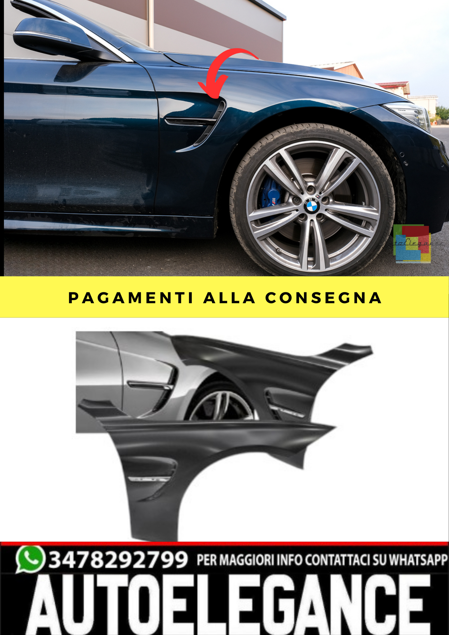 PARAFANGHI SPORT STYLE CON LED adatti per BMW F32 F33 F36 13-19