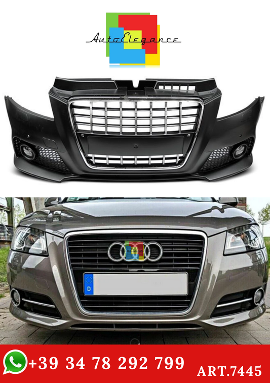 💫ART.7445 Paraurti Anteriore Look S3 Cromato nero PDC per AUDI A3 08-12💫