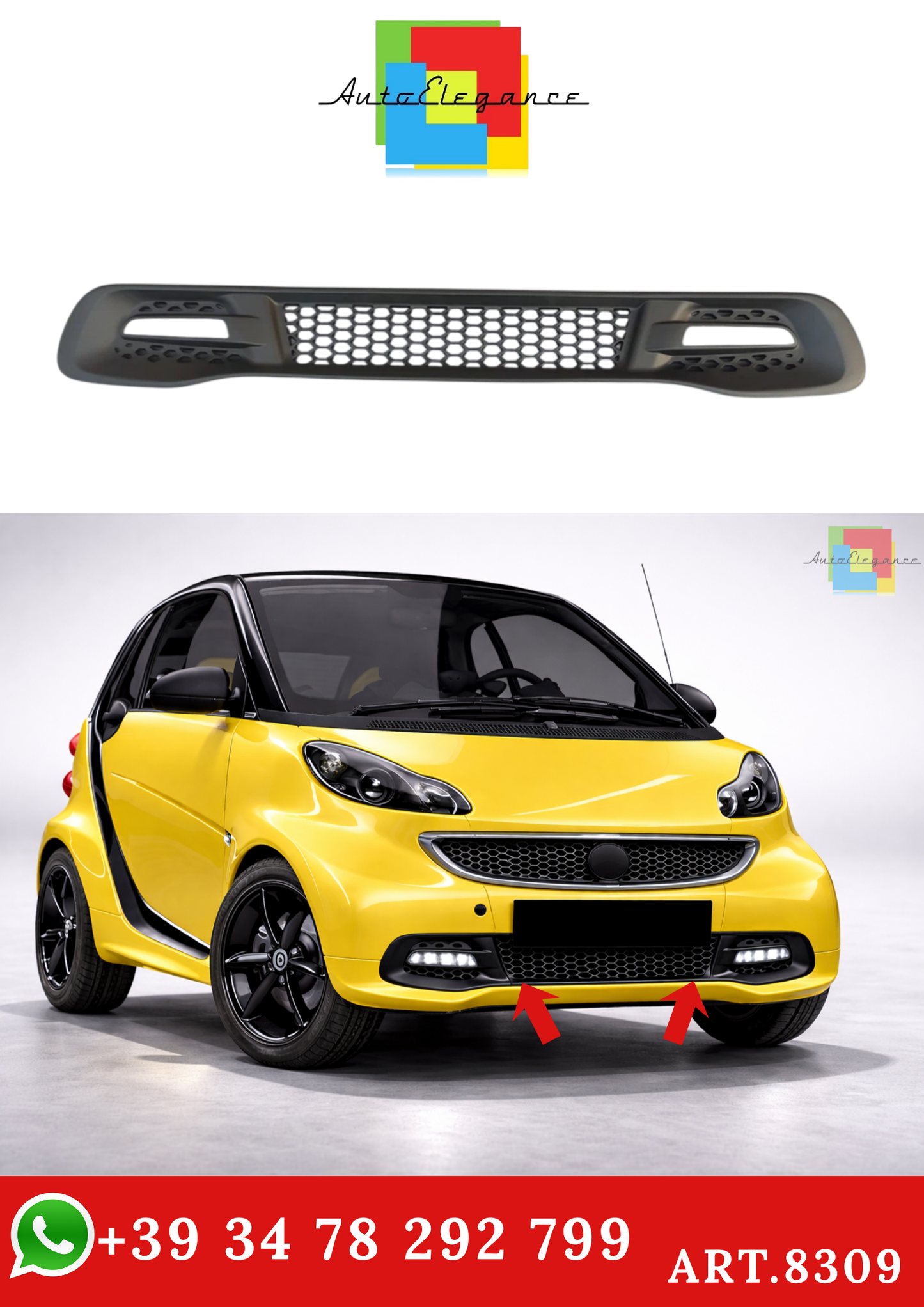 💫ART.8309 Sotto Paraurti per Smart Fortwo 451 2007+💫