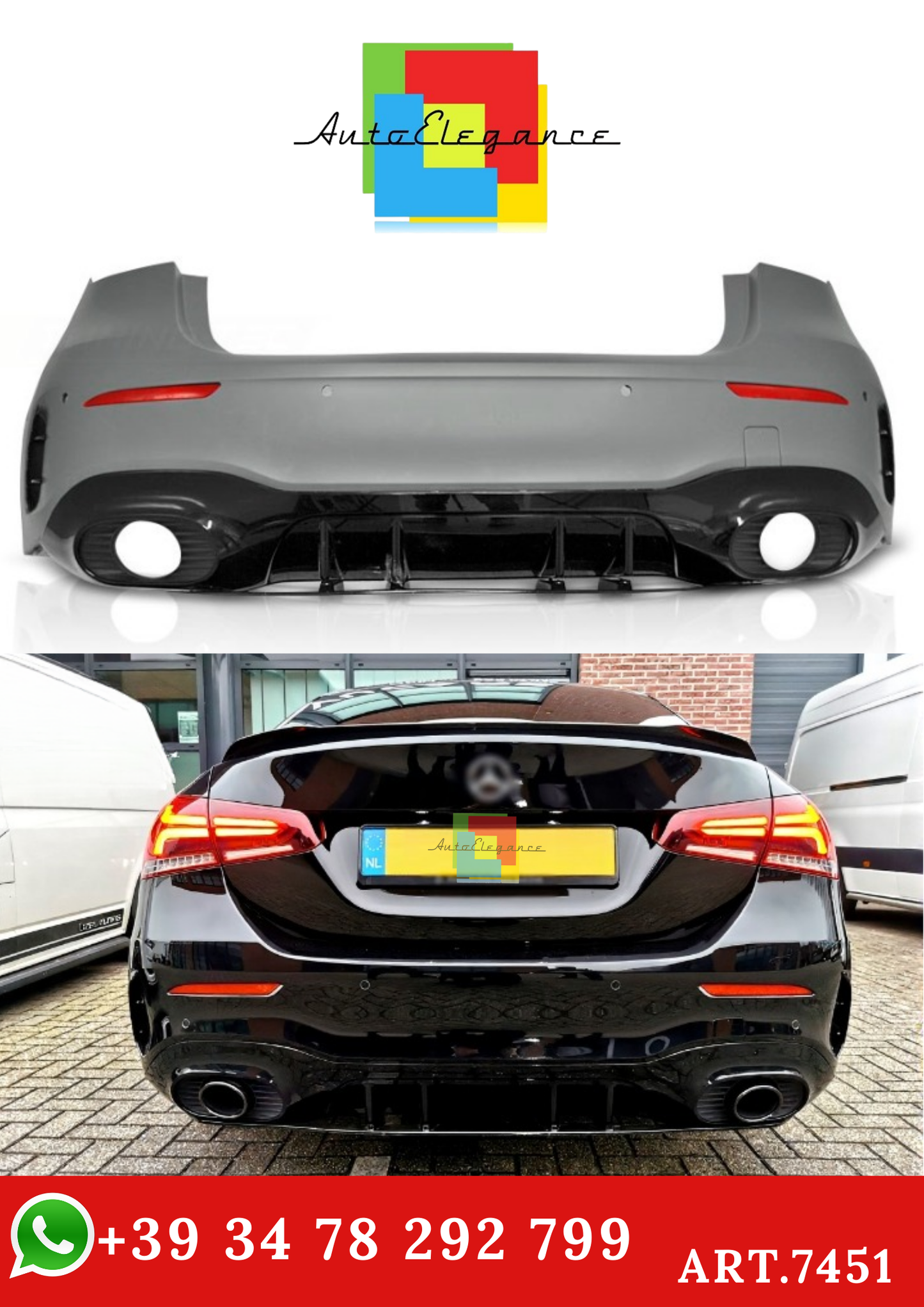 💫ART.7451 Paraurti Posteriore SPORTIVO per MERCEDES W177 4D 2018+💫