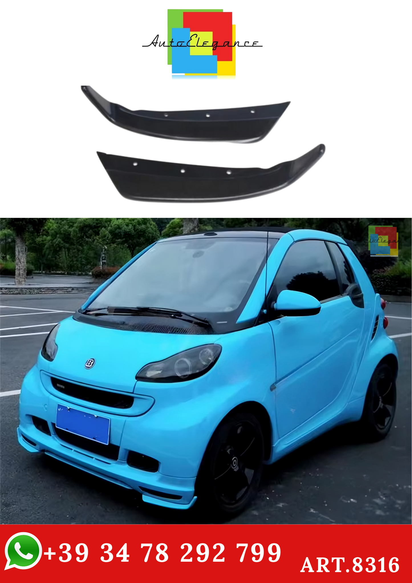 💫ART.8316 Flaps Laterali (Anteriori) per Smart Fortwo 451 2007+💫