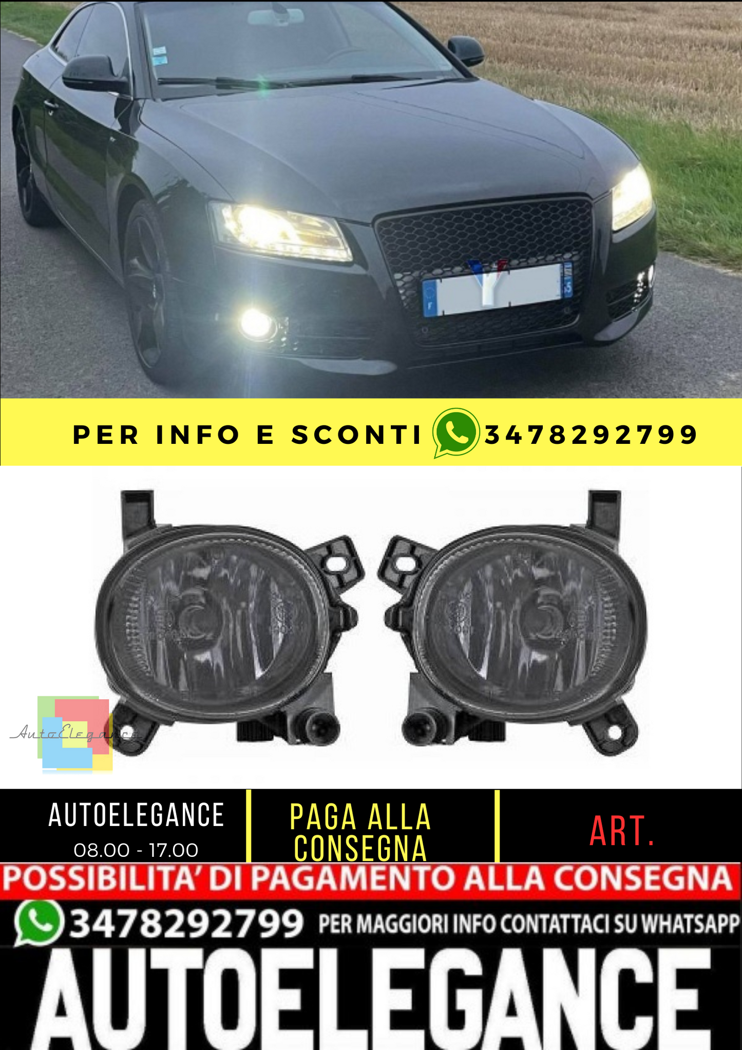 💥1018489 COPPIA FARI FENDINEBIA ADATTO PER AUDI A5 07-11 GRIGIO FUMO💥