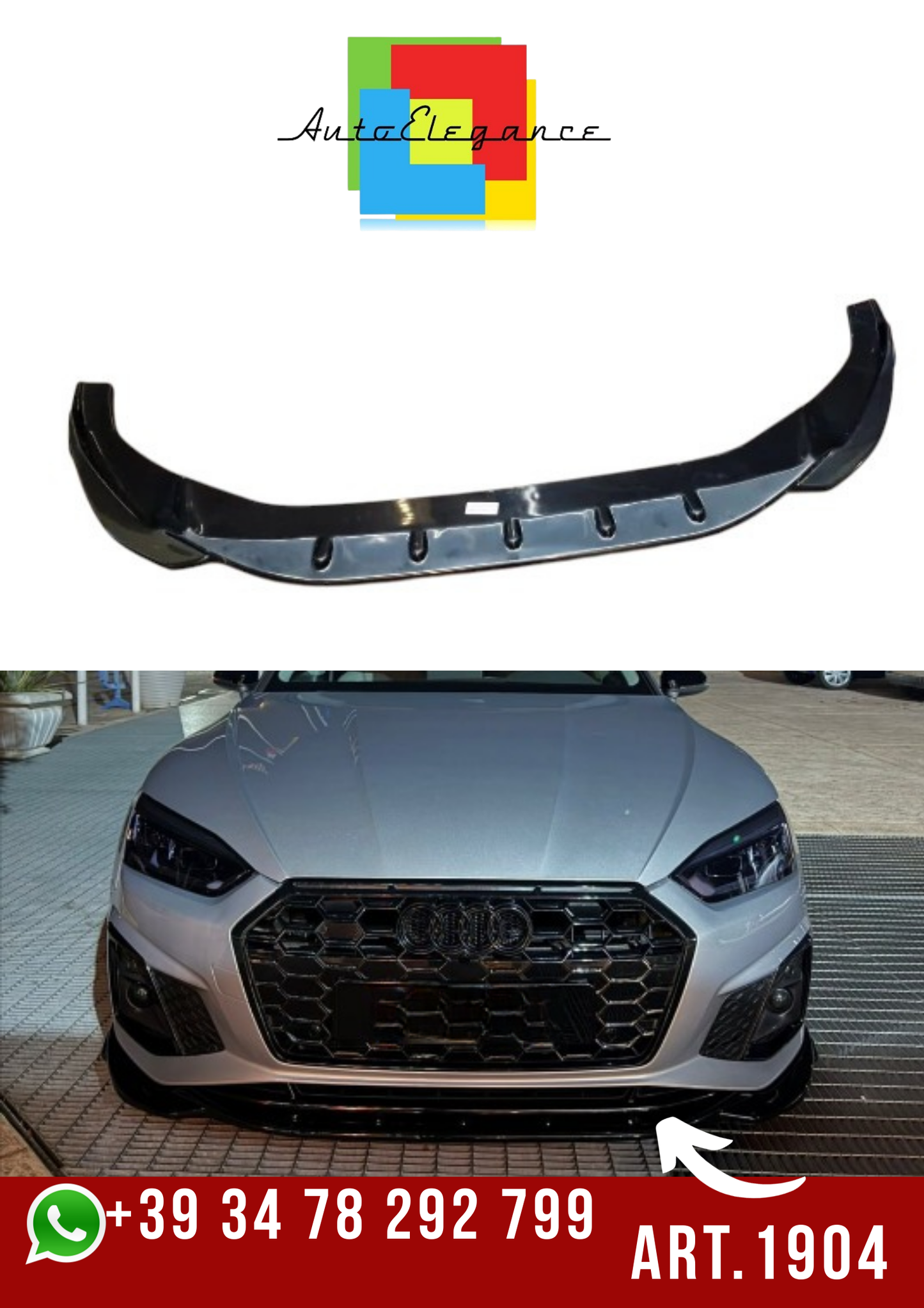ART. 1904  SPLITTER AUDI A5 F5 2019+ SLINE S5 LIFT NERO LUCIDO