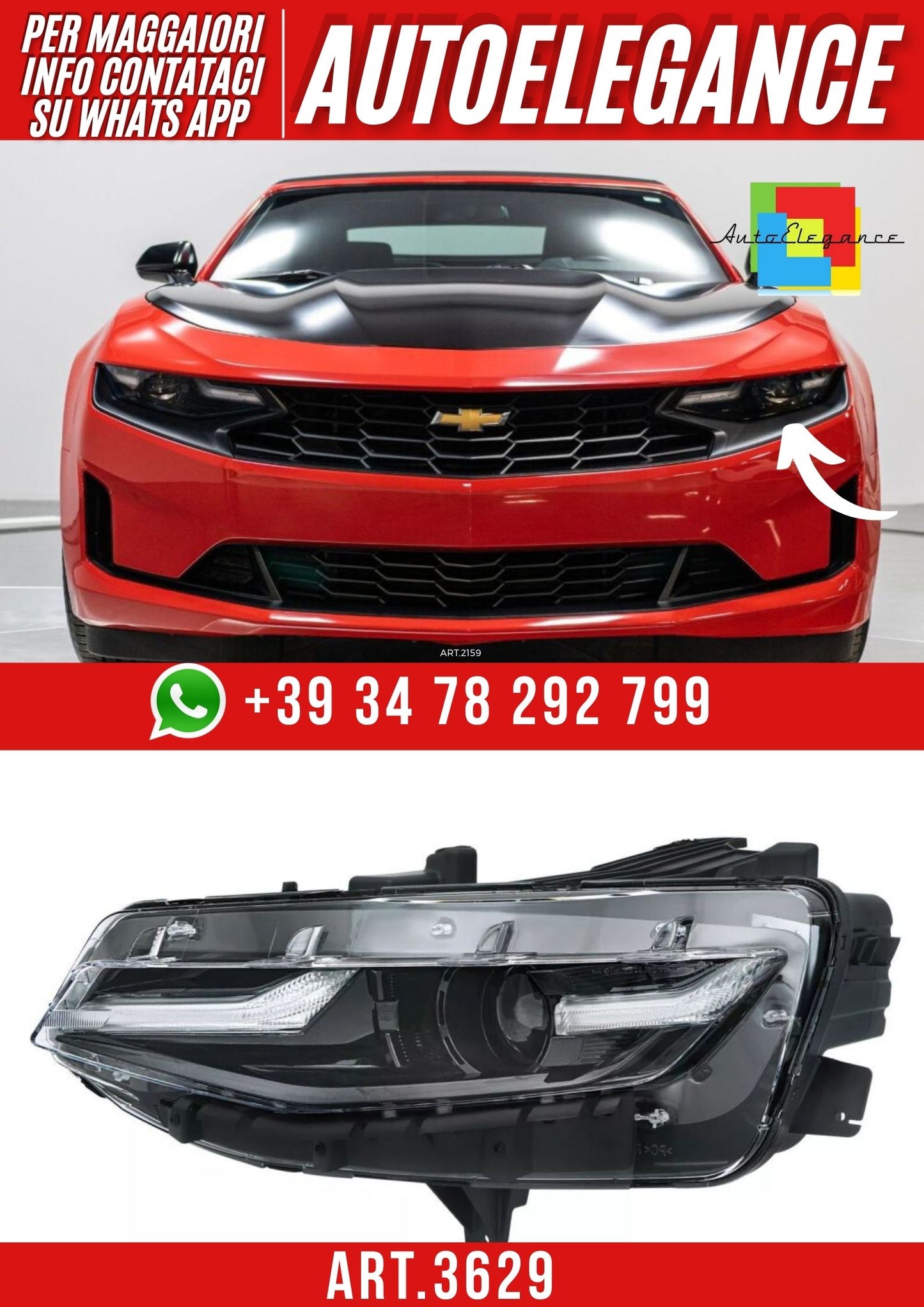 💫3629 FAROSINISTRO ADATTO PER CAMARO 19-23 LT💫