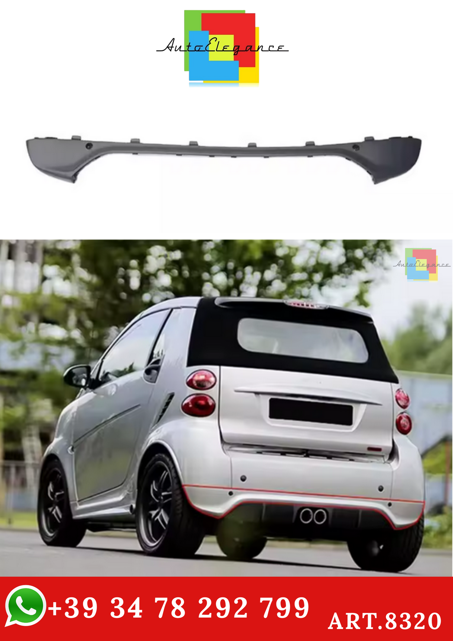 💫ART.8320 Paraurti Posteriore per Smart fortwo W451 12-14💫