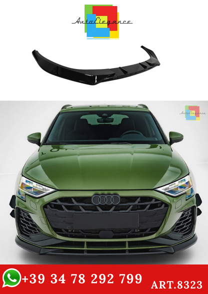 💫ART.8323 Splitter Anteriore Nero Lucido Stile Maxton per Audi S3 A3 8Y S-line 2025+💫