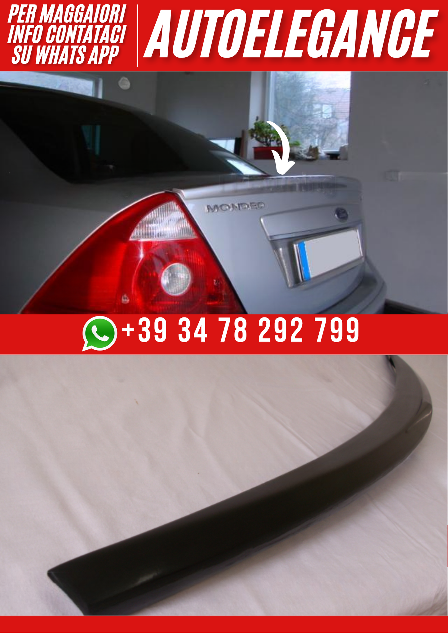❤️  Spoiler Posteriore Tetto Versione 1 per FORD MONDEO Berlina 2000–2004 ❤️
