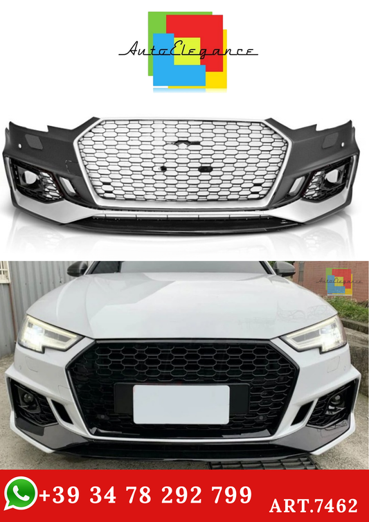 💫ART.7462 Paraurti Anteriore Look RS4 Argento Nero PDC per AUDI A4 B9 2015-2019💫