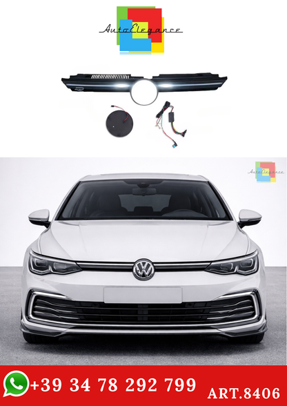 💫ART.8406 Griglia Anteriore con Striscia Luminosa Black Line LED per VW Golf MK8 R Style💫