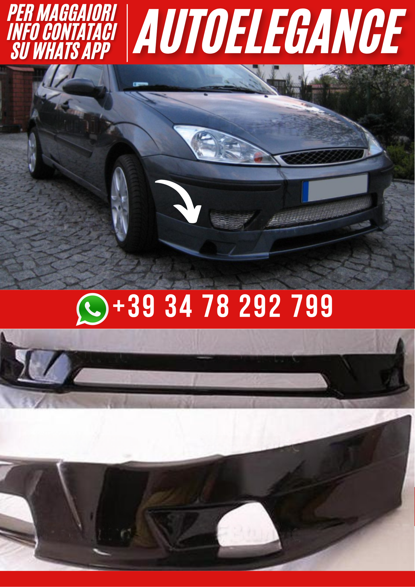 ❤️Spoiler Anteriore Compatibile con FORD Focus 2001–2004 (Facelift)❤️