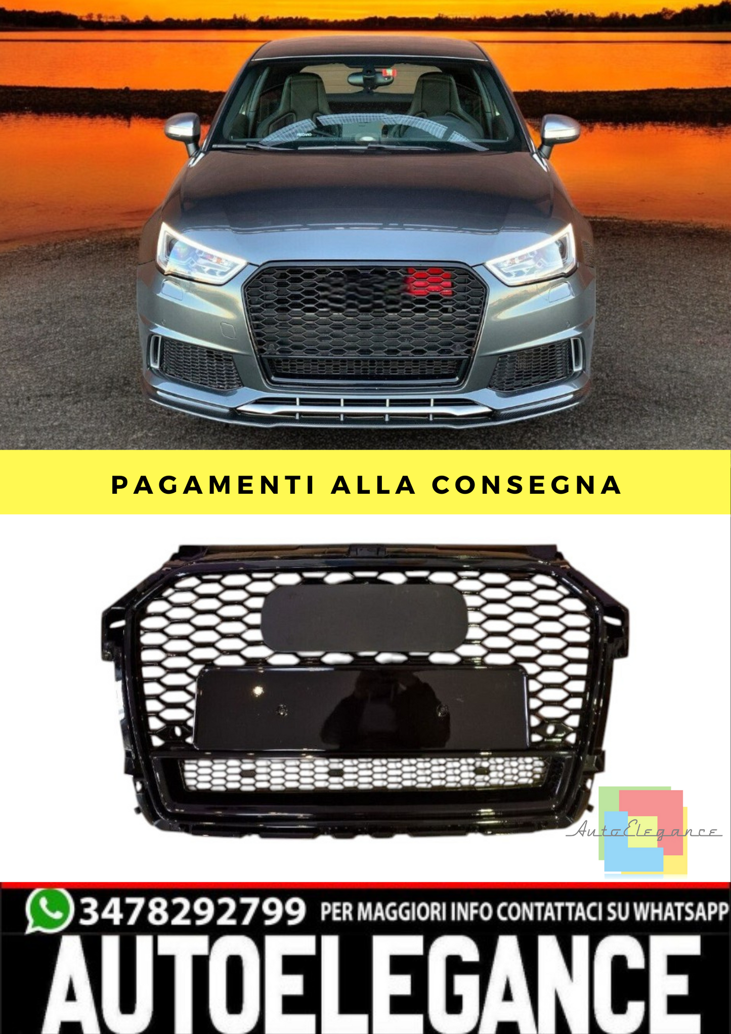 ⭐GRIGLIA ANTERIORE ADATTO PER AUDI RS1 2015 - 2018⭐