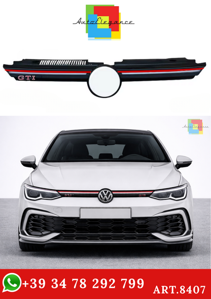 💫ART.8407 Griglia Anteriore con Striscia Luminosa Red Line senza LED per VW Golf MK8 R Style💫