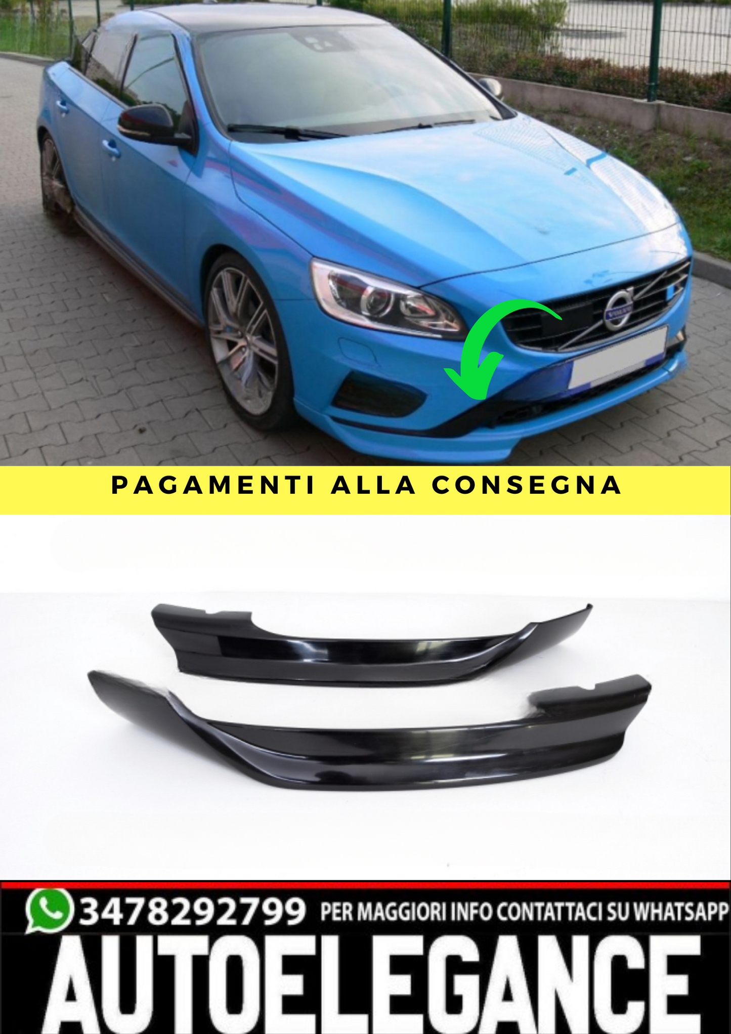 ❤️Spoiler paraurti anteriore  ADATTO  PER VOLVO V60 S60❤️ (Copia)