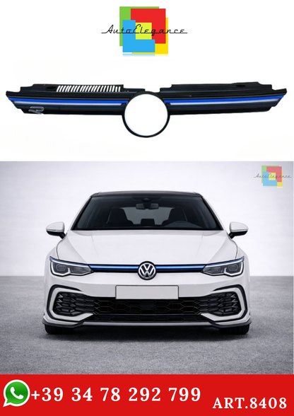 💫ART.8408 Griglia Anteriore con Striscia Luminosa Blue Line senza LED per VW Golf MK8 R Style💫