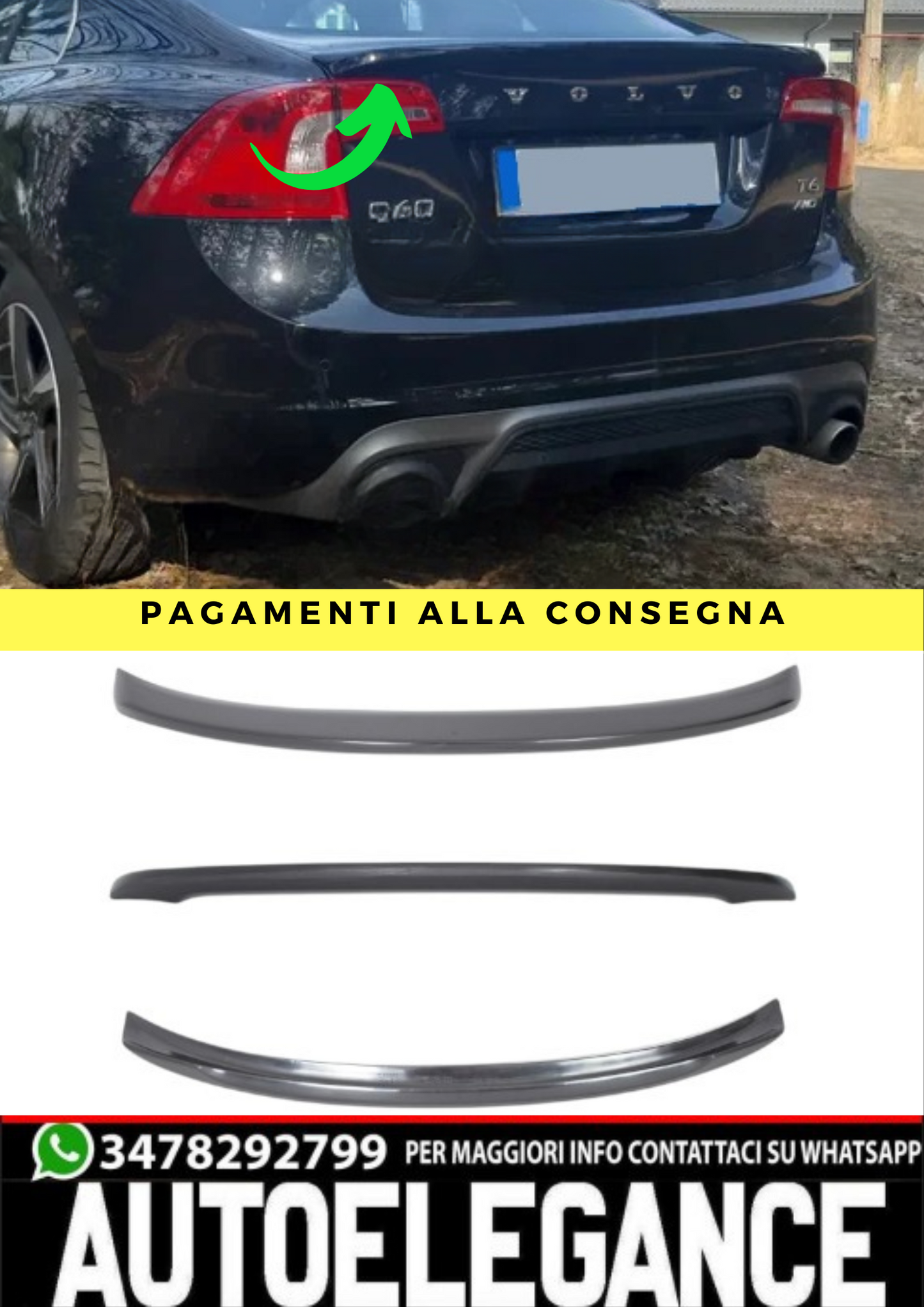 ❤️Spoiler ADATTO PER VOLVO V60 S60❤️