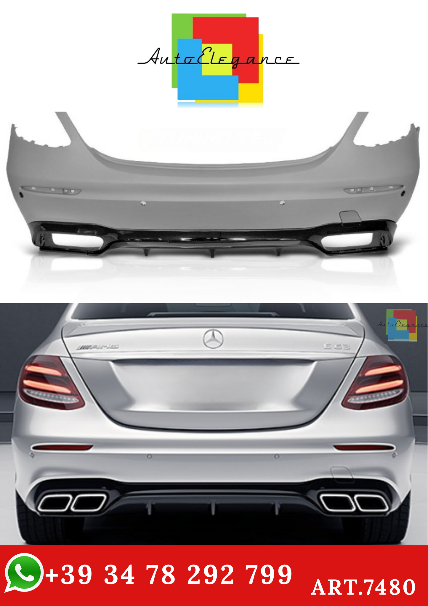 💫ART.7480 Paraurti Posteriore Sportivo per Mercedes Classe E W213 16-19💫