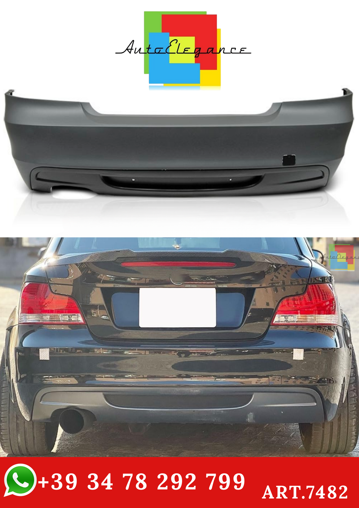 💫ART.7482 Paraurti Posteriore M-SPORT per BMW Serie 1 E82 / E88 2007-2013💫